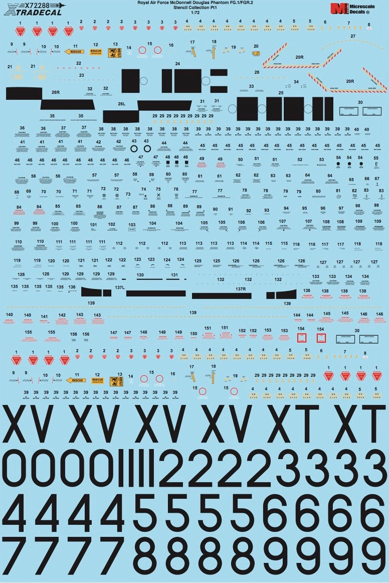 Xtradecal 72288 1:72 McDonnell-Douglas FG.1/FGR.2 Phantom Royal Air Force Stencil Data Part 1