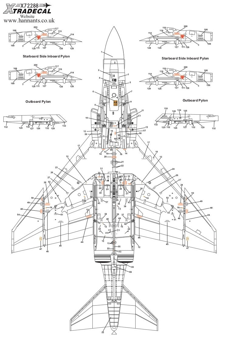 Xtradecal 72288 1:72 McDonnell-Douglas FG.1/FGR.2 Phantom Royal Air Force Stencil Data Part 1