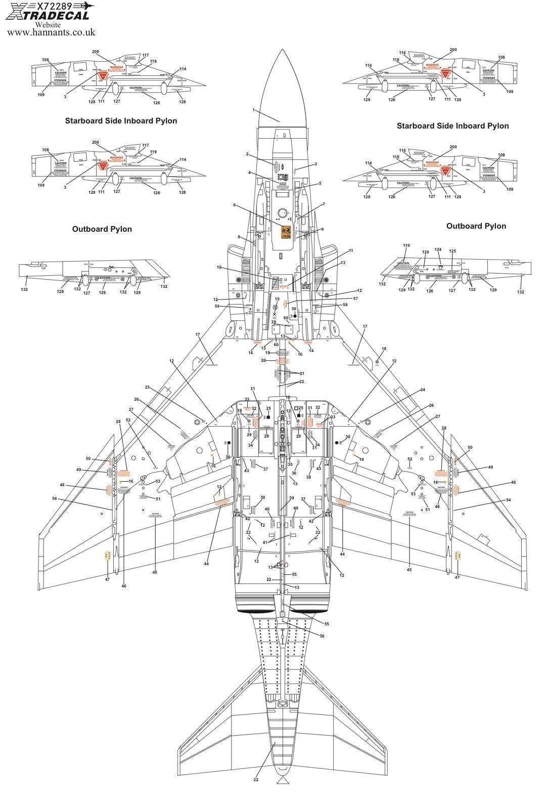 Xtradecal 72289 1:72 McDonnell-Douglas FG.1/FGR.2 Phantom RAF Stencil Data Part 2