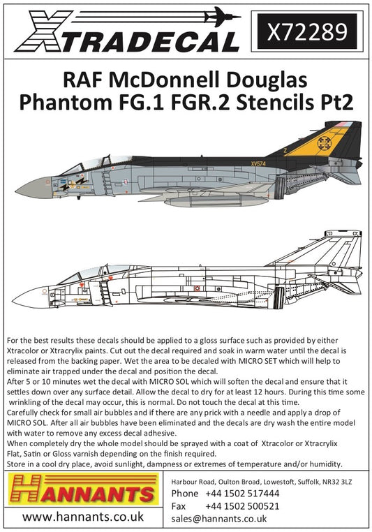 Xtradecal 72289 1:72 McDonnell-Douglas FG.1/FGR.2 Phantom RAF Stencil Data Part 2