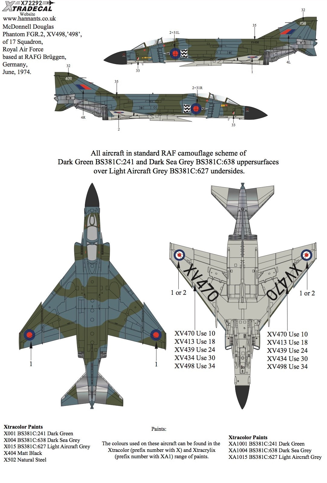 Xtradecal 72292 1:72 McDonnell-Douglas FGR.2 Phantom Part 3