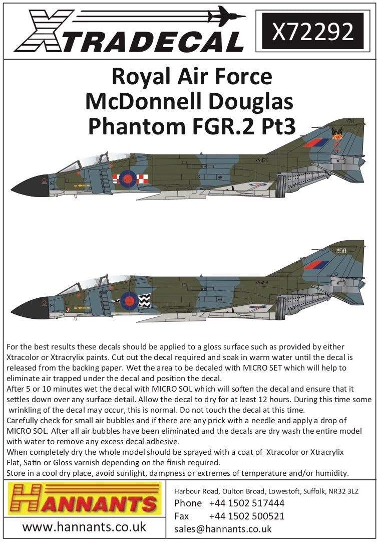 Xtradecal 72292 1:72 McDonnell-Douglas FGR.2 Phantom Part 3