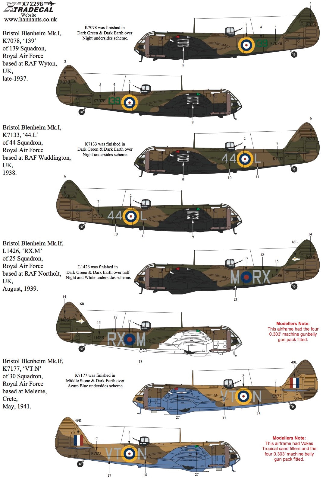 Xtradecal 72298 1:72 Bristol Blenheim Mk.I/Mk.If