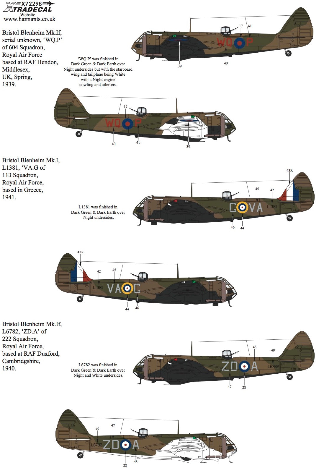 Xtradecal 72298 1:72 Bristol Blenheim Mk.I/Mk.If