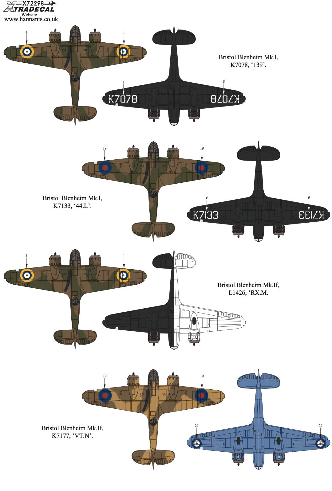 Xtradecal 72298 1:72 Bristol Blenheim Mk.I/Mk.If