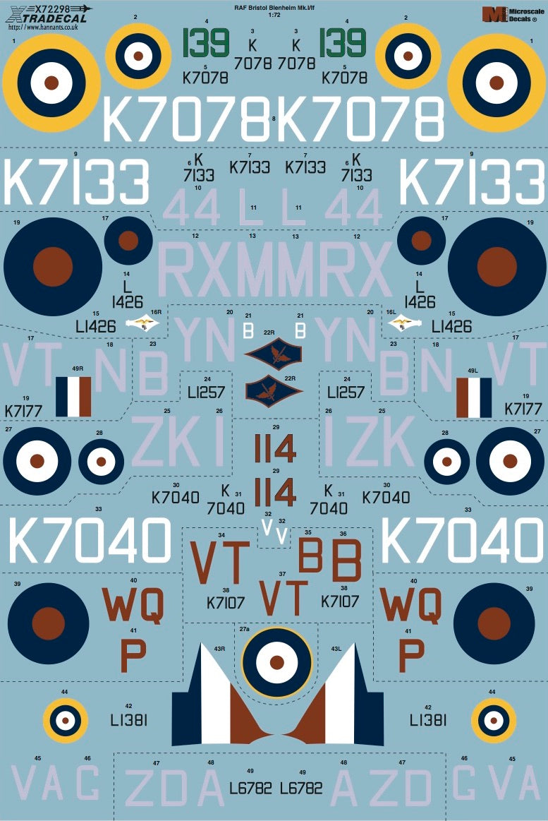 Xtradecal 72298 1:72 Bristol Blenheim Mk.I/Mk.If