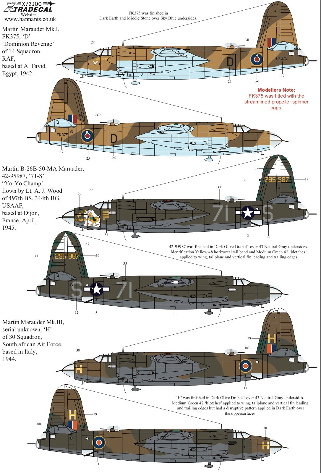 Xtradecal 72300 1:72 Martin B-26 Marauder