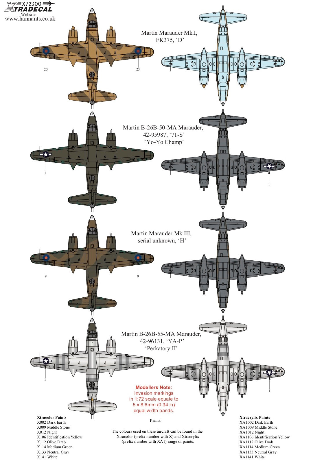 Xtradecal 72300 1:72 Martin B-26 Marauder