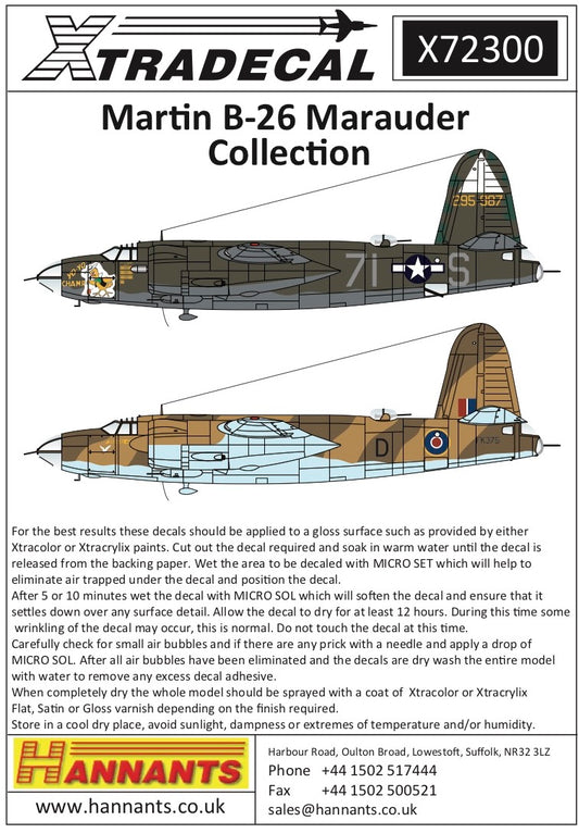 Xtradecal 72300 1:72 Martin B-26 Marauder