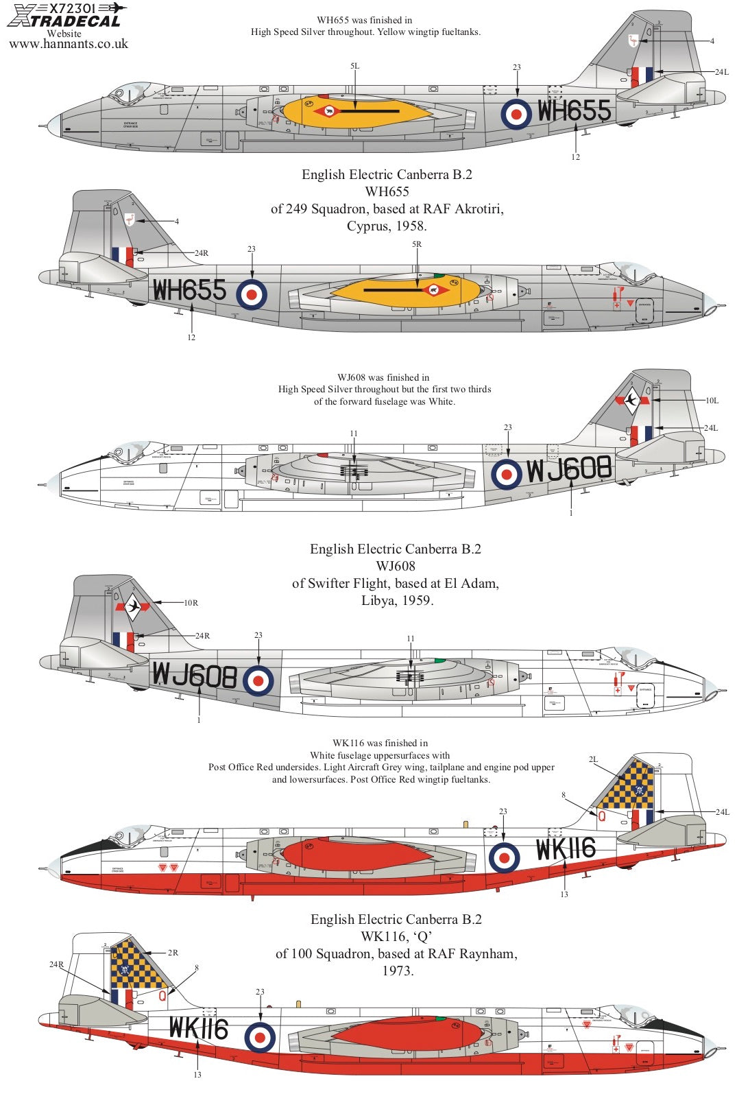 Xtradecal 72301 1:72 BAC/EE Canberra B.2