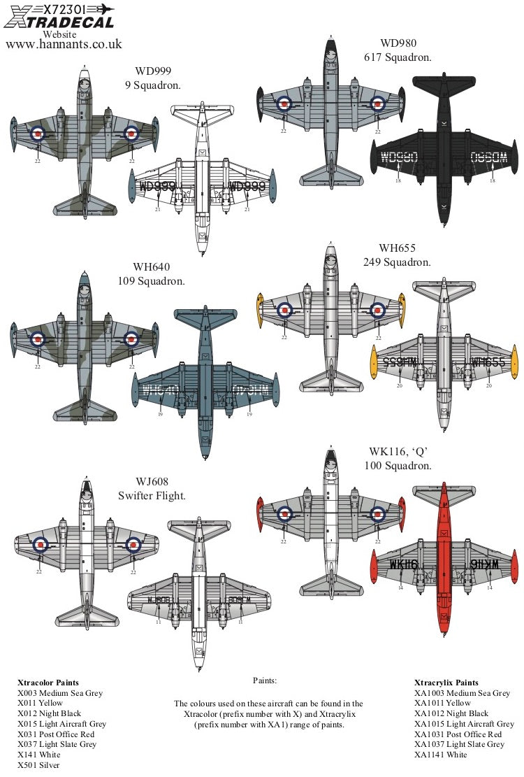 Xtradecal 72301 1:72 BAC/EE Canberra B.2