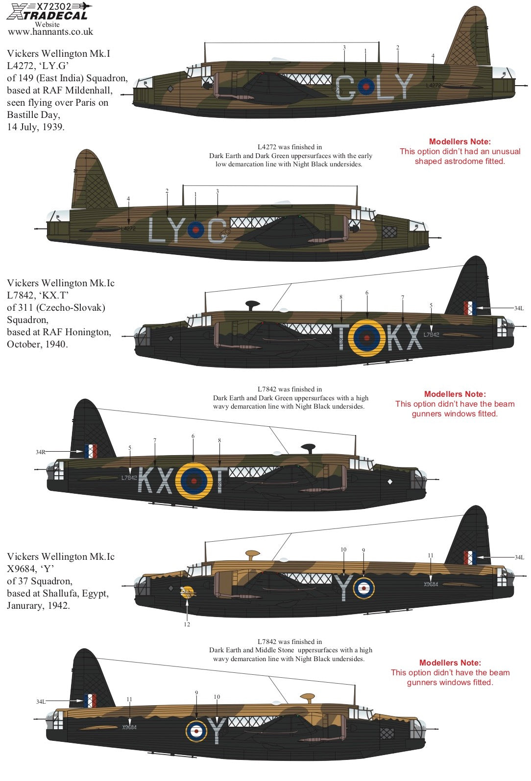 Xtradecal 72302 1:72 Vickers Wellington Mk.I