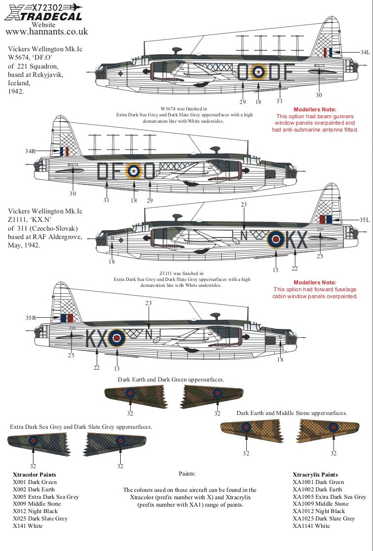 Xtradecal 72302 1:72 Vickers Wellington Mk.I