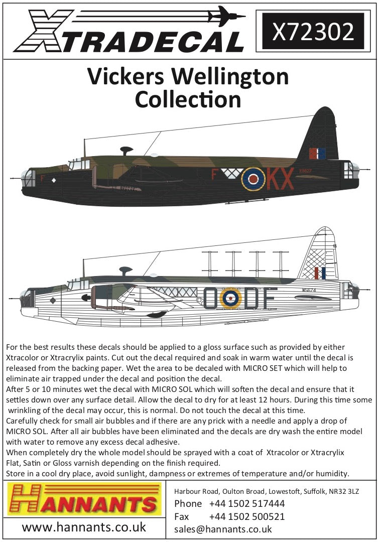 Xtradecal 72302 1:72 Vickers Wellington Mk.I