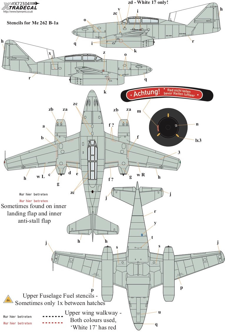 Xtradecal 72304 1:72 Messerschmitt Me-262B-1a