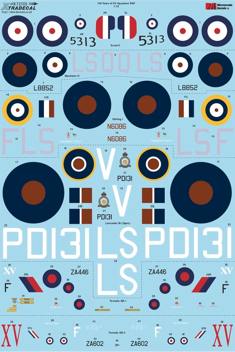 Xtradecal 72305 1:72 RAF XV Squadron History