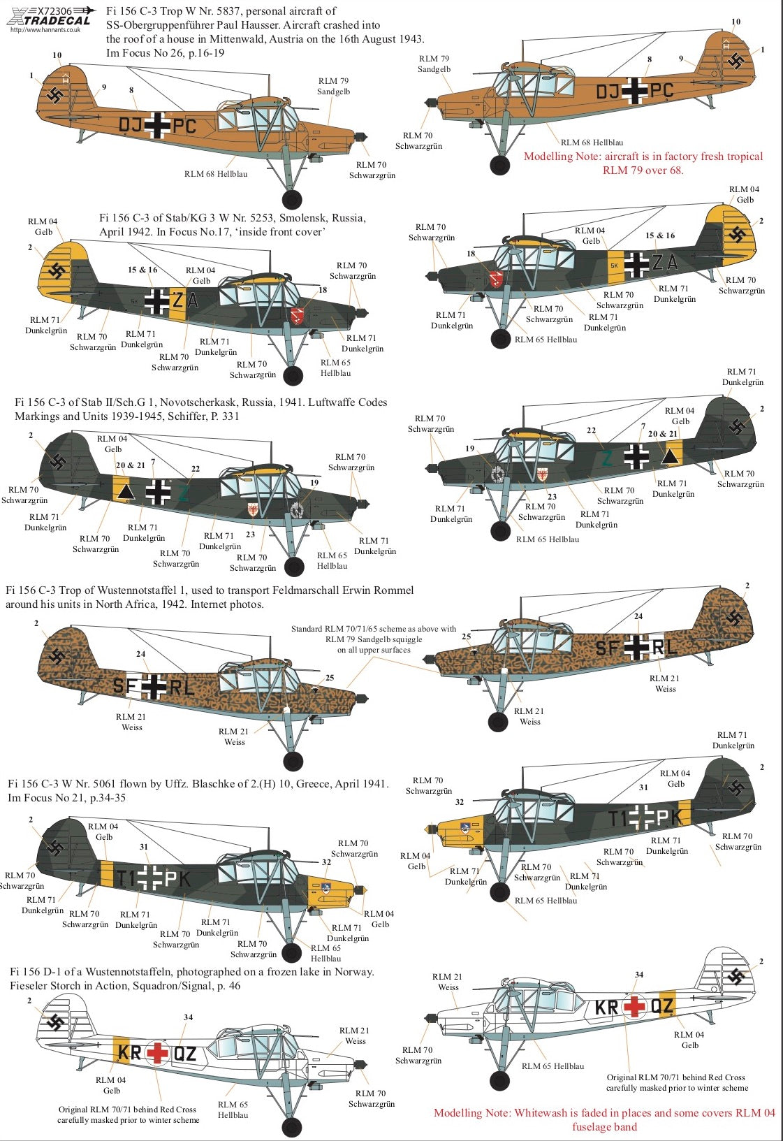 Xtradecal 72306 1:72 Fieseler Fi-156C-3 Storch