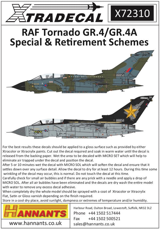 Xtradecal 72310 1:72 RAF Panavia Tornado GR.4/GR.4A Special & Retirement Schemes