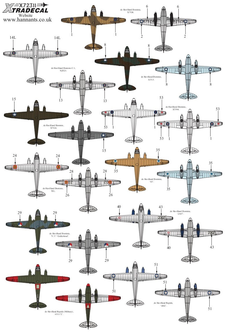 Xtradecal 72311 1:72 de Havilland Dominie/Rapide in Military Service