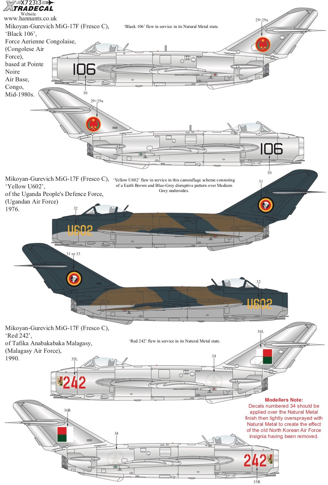 Xtradecal 72313 1:72 Mikoyan MiG-17F, PZL-Mielec Lim-5& Shenyang J-5 Collection