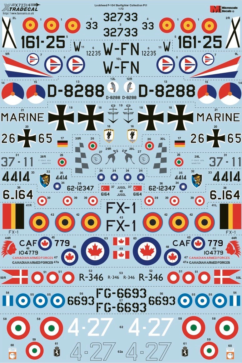 Xtradecal 72314 1:72 Lockheed F-104 Starfighter Collection Part 1