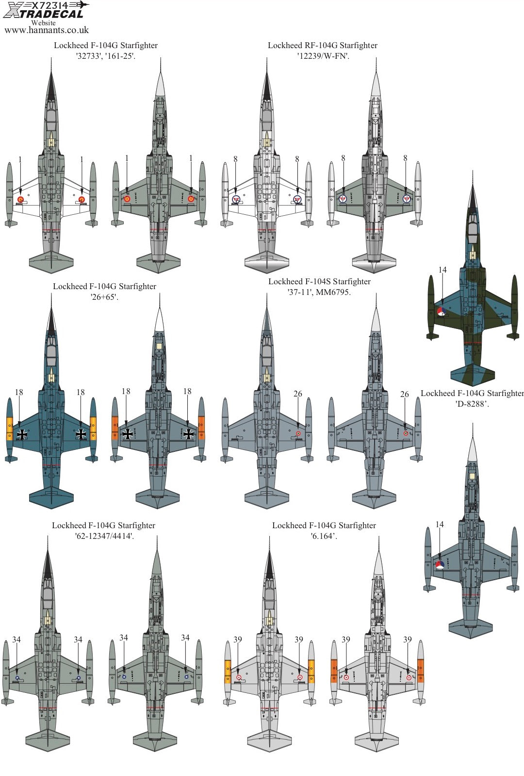 Xtradecal 72314 1:72 Lockheed F-104 Starfighter Collection Part 1