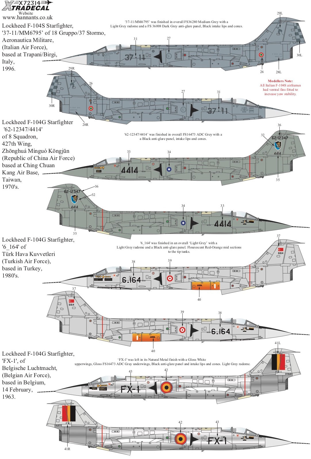 Xtradecal 72314 1:72 Lockheed F-104 Starfighter Collection Part 1