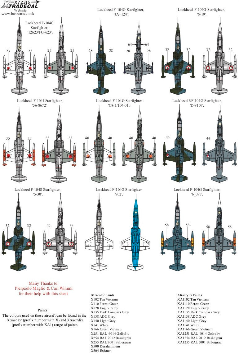 Xtradecal 72315 1:72 Lockheed F-104 Starfighter Collection Part 2