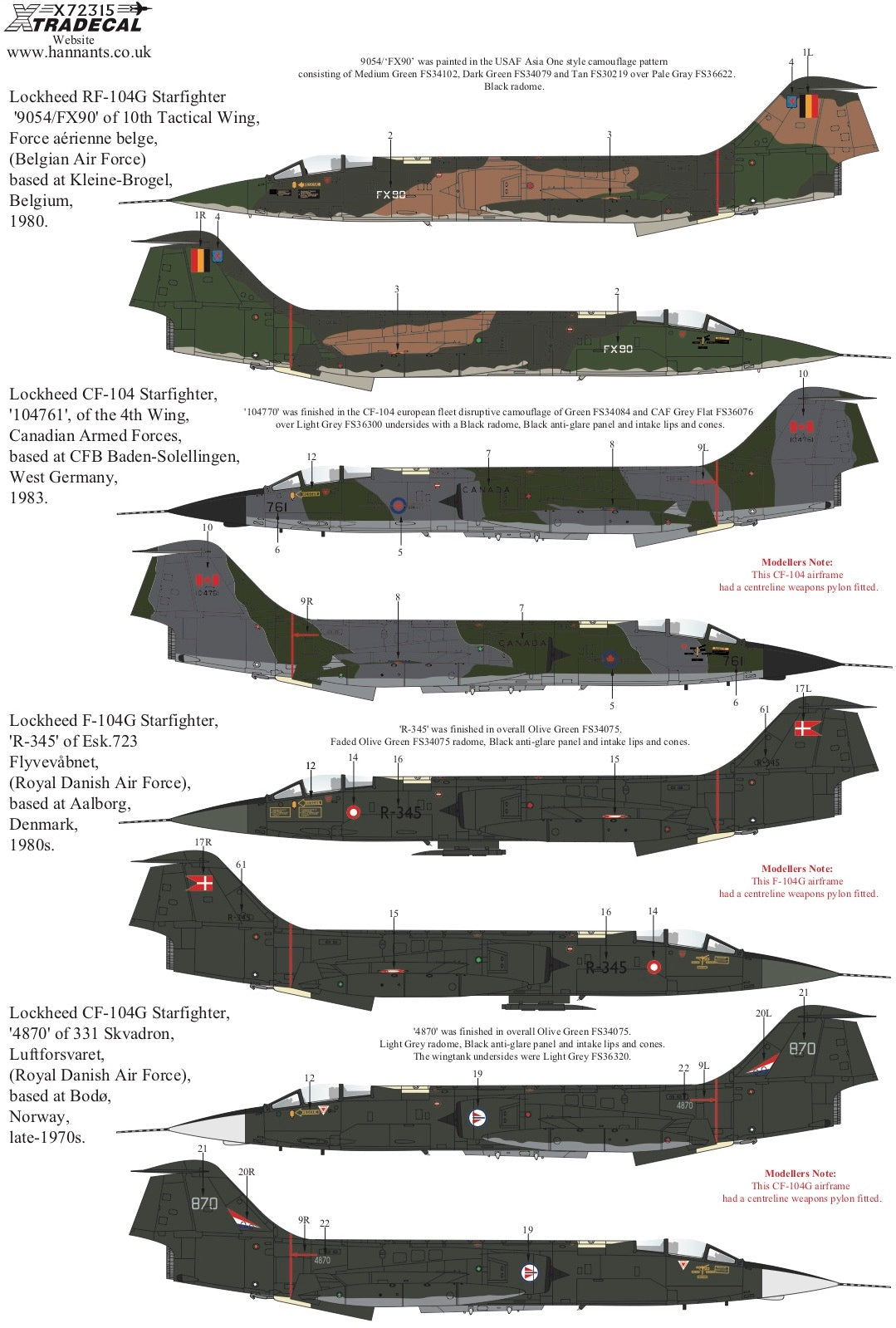 Xtradecal 72315 1:72 Lockheed F-104 Starfighter Collection Part 2