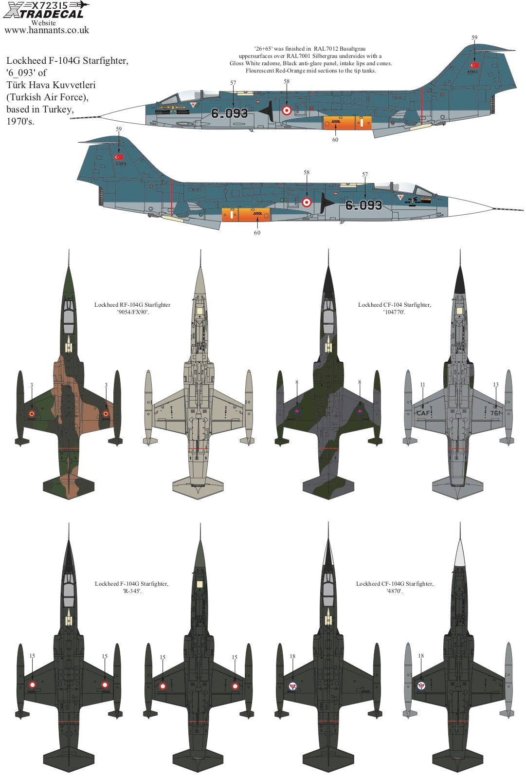 Xtradecal 72315 1:72 Lockheed F-104 Starfighter Collection Part 2