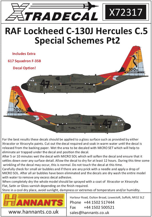 Xtradecal 72317 1:72 RAF Lockheed C-130J Hercules C.5 Special Schemes Part 2