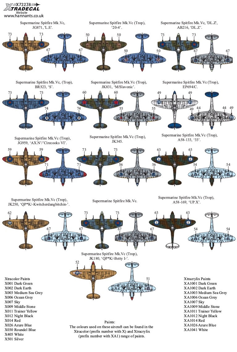 Xtradecal 72318 1:72 Supermarine Spitfire Mk.Vc Collection