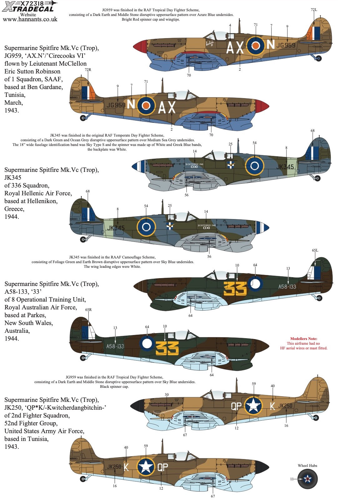 Xtradecal 72318 1:72 Supermarine Spitfire Mk.Vc Collection