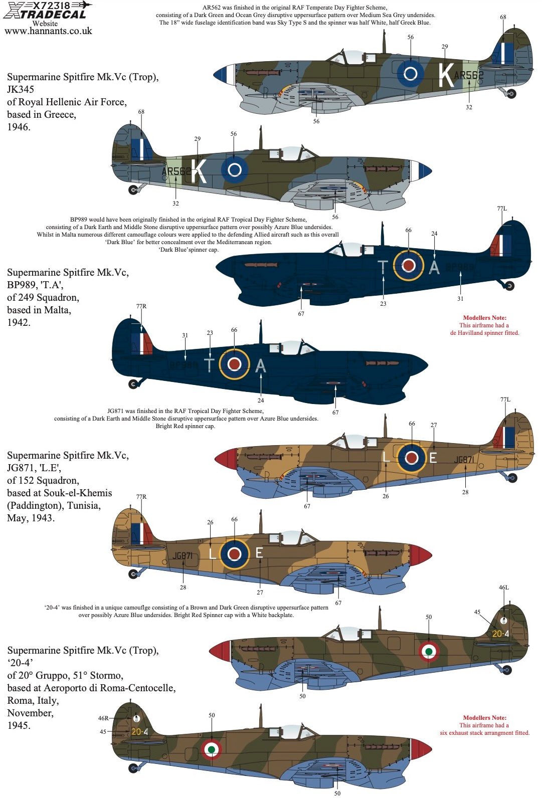 Xtradecal 72318 1:72 Supermarine Spitfire Mk.Vc Collection