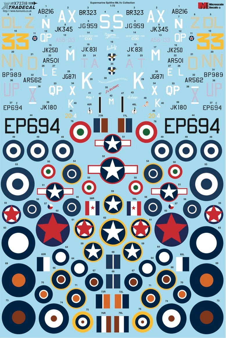 Xtradecal 72318 1:72 Supermarine Spitfire Mk.Vc Collection