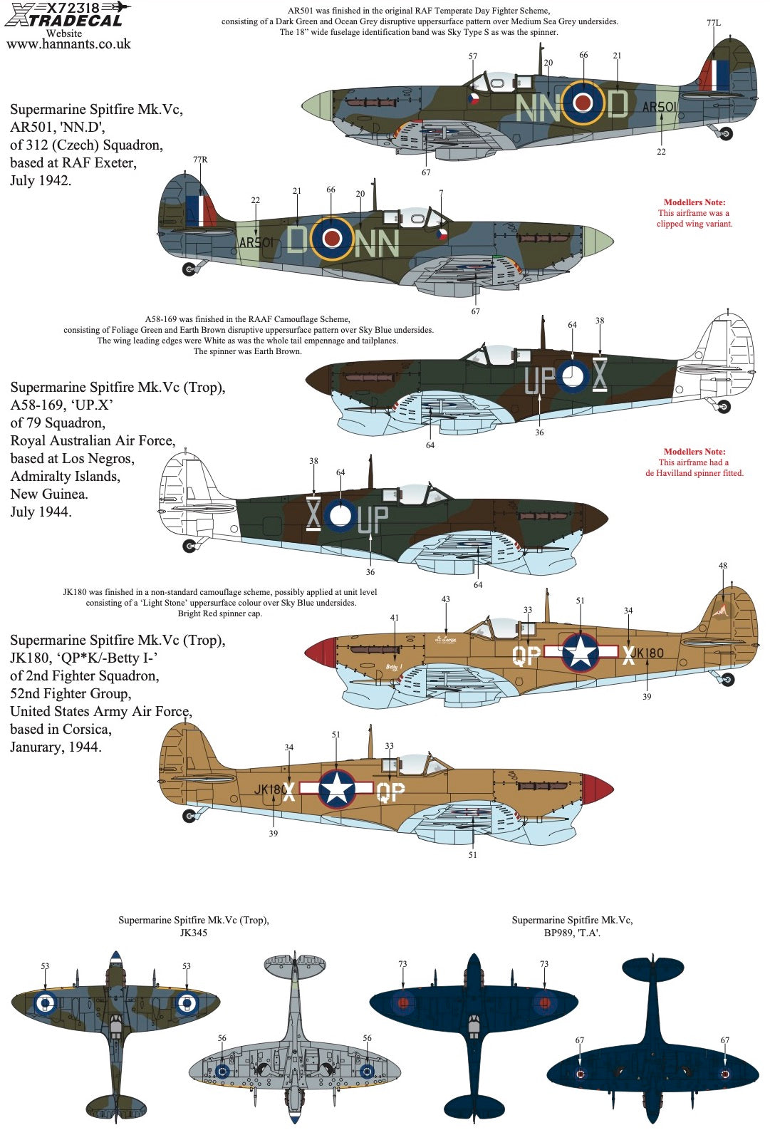 Xtradecal 72318 1:72 Supermarine Spitfire Mk.Vc Collection