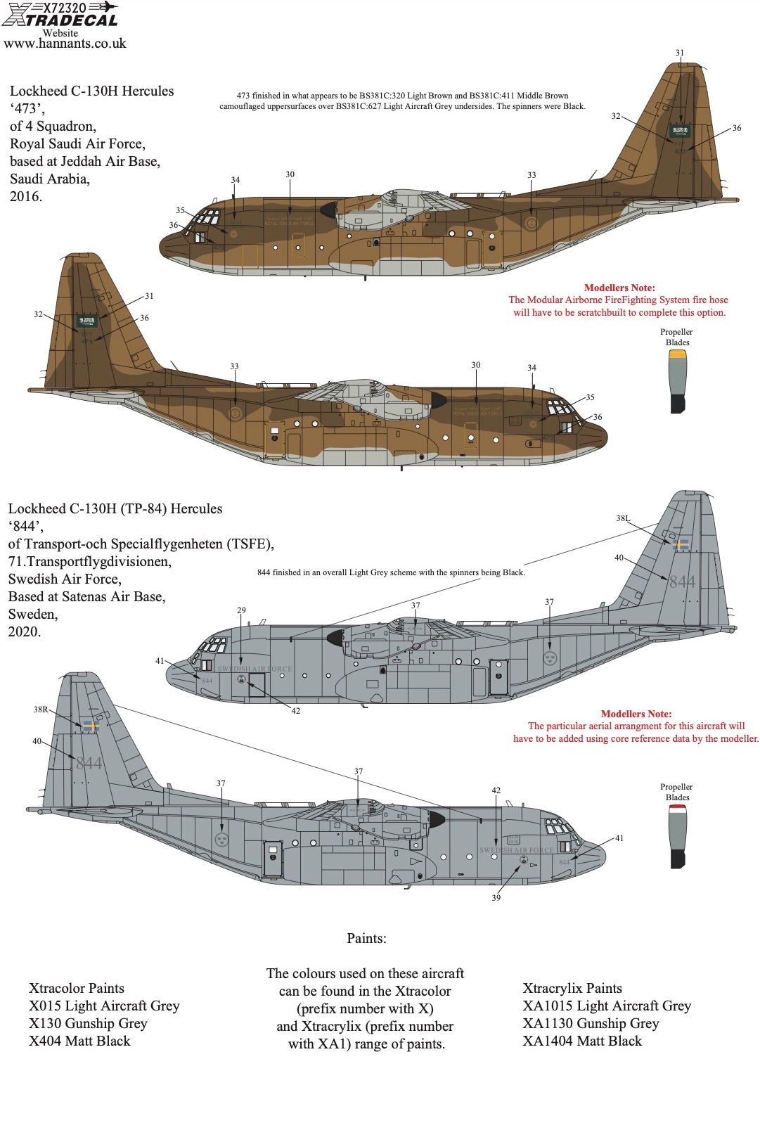 Xtradecal 72320 1:72 Lockheed C-130H Hercules