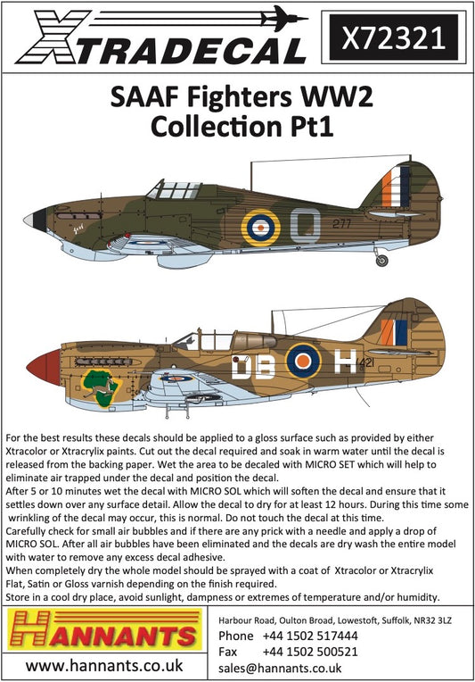 Xtradecal 72321 1:72 South African Air Force SAAF Fighters WW2 Collection Part 2