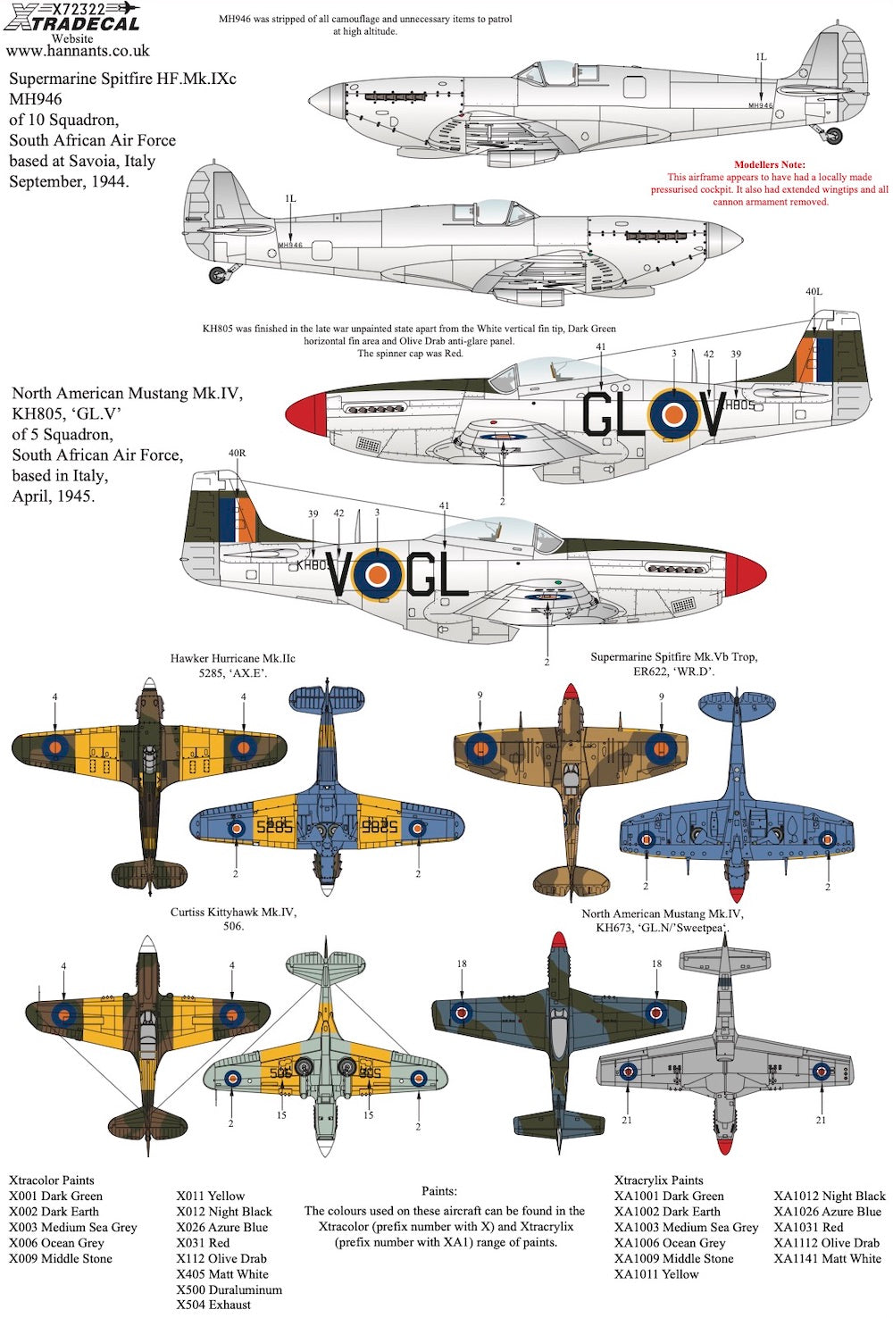 Xtradecal 72322 1:72 South African Air Force SAAF Fighters WWII Collection Part 2