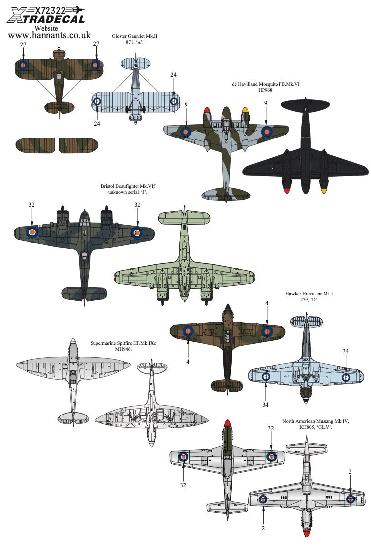 Xtradecal 72322 1:72 South African Air Force SAAF Fighters WWII Collection Part 2