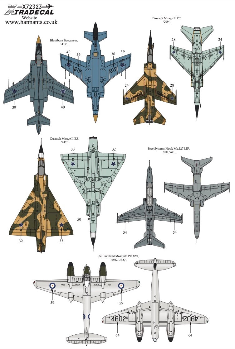 Xtradecal 72323 1:72 SAAF Fighters/Attack Aircraft Post War to Modern Day Collection Part 1