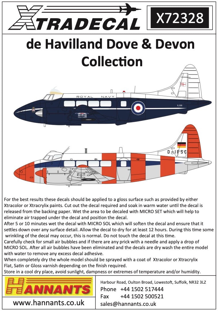 Xtradecal 72328 1:72 de Havilland Dove & Devon Collection