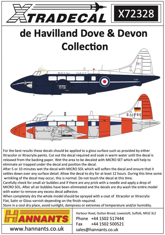 Xtradecal 72328 1:72 de Havilland Dove & Devon Collection