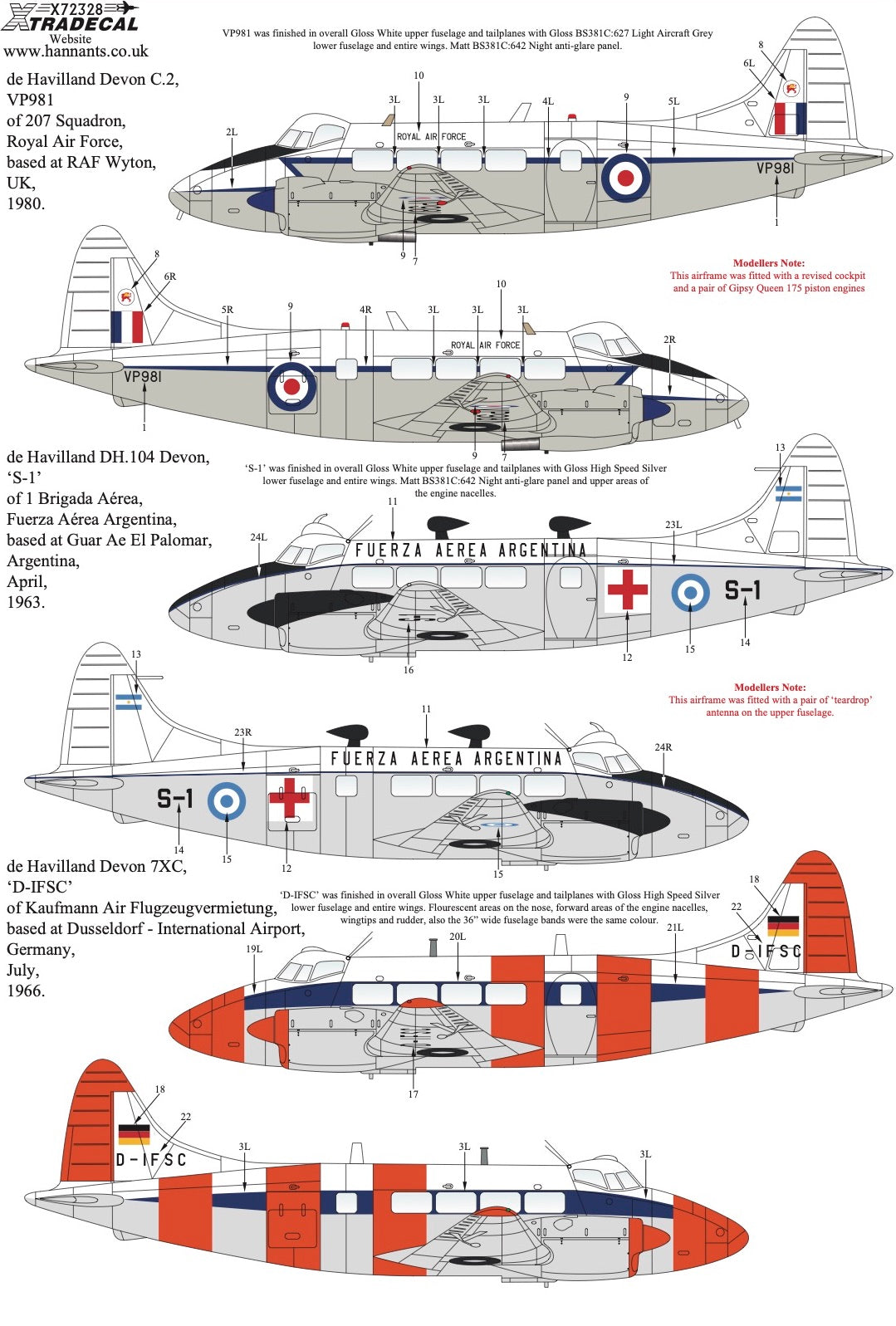 Xtradecal 72328 1:72 de Havilland Dove & Devon Collection