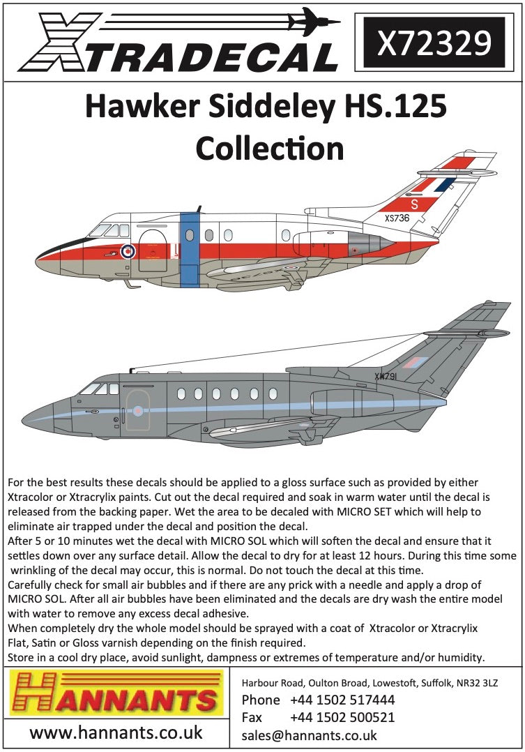 Xtradecal 72329 1:72 Hawker Siddeley HS.125 Collection