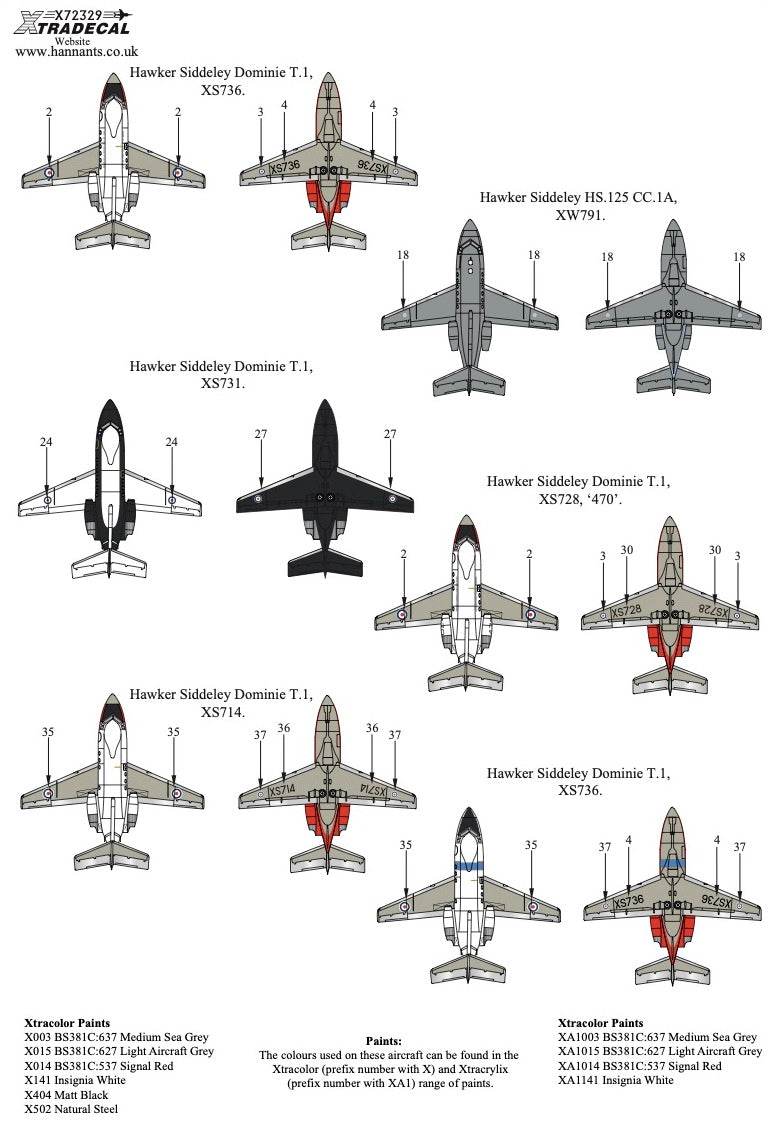 Xtradecal 72329 1:72 Hawker Siddeley HS.125 Collection