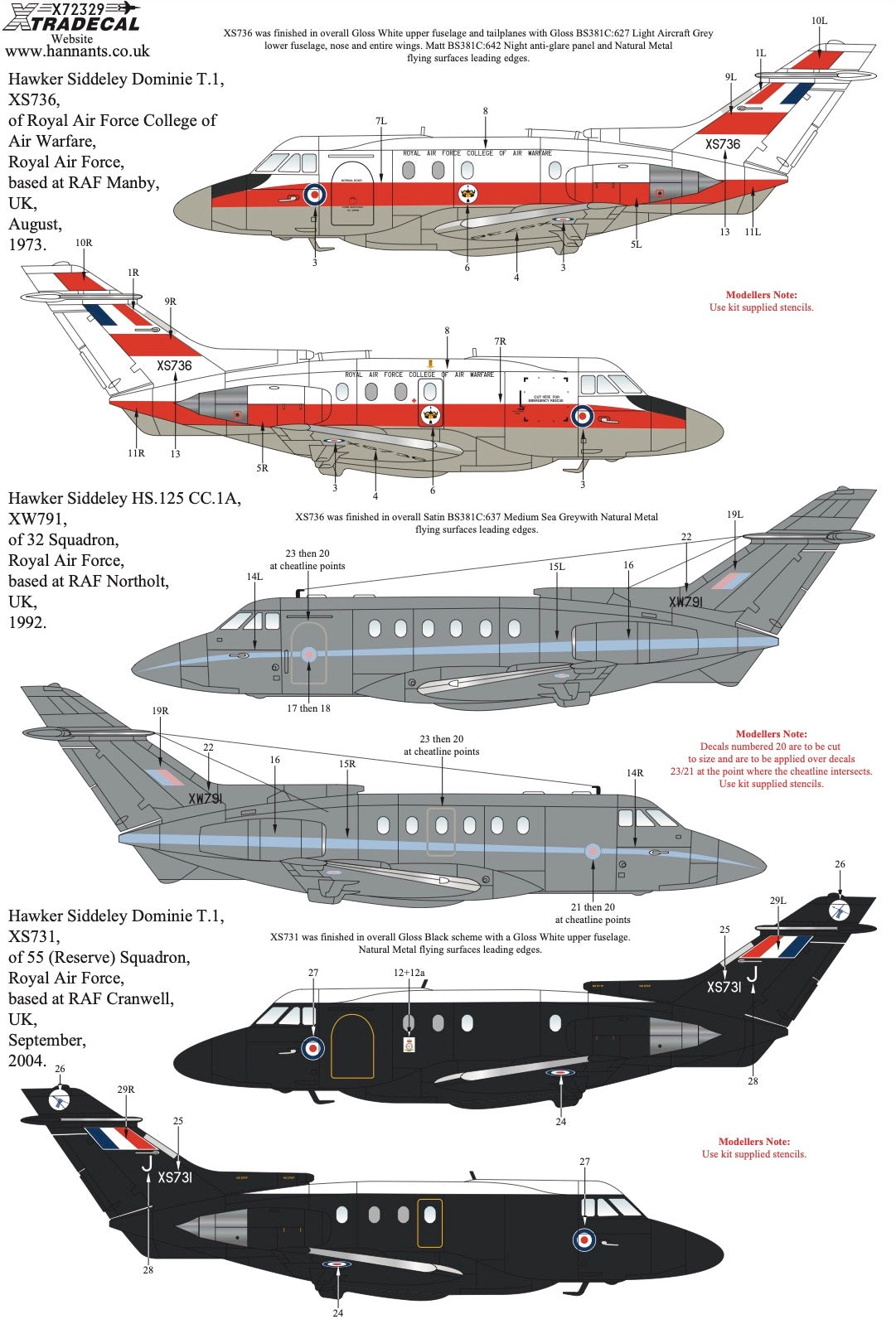 Xtradecal 72329 1:72 Hawker Siddeley HS.125 Collection