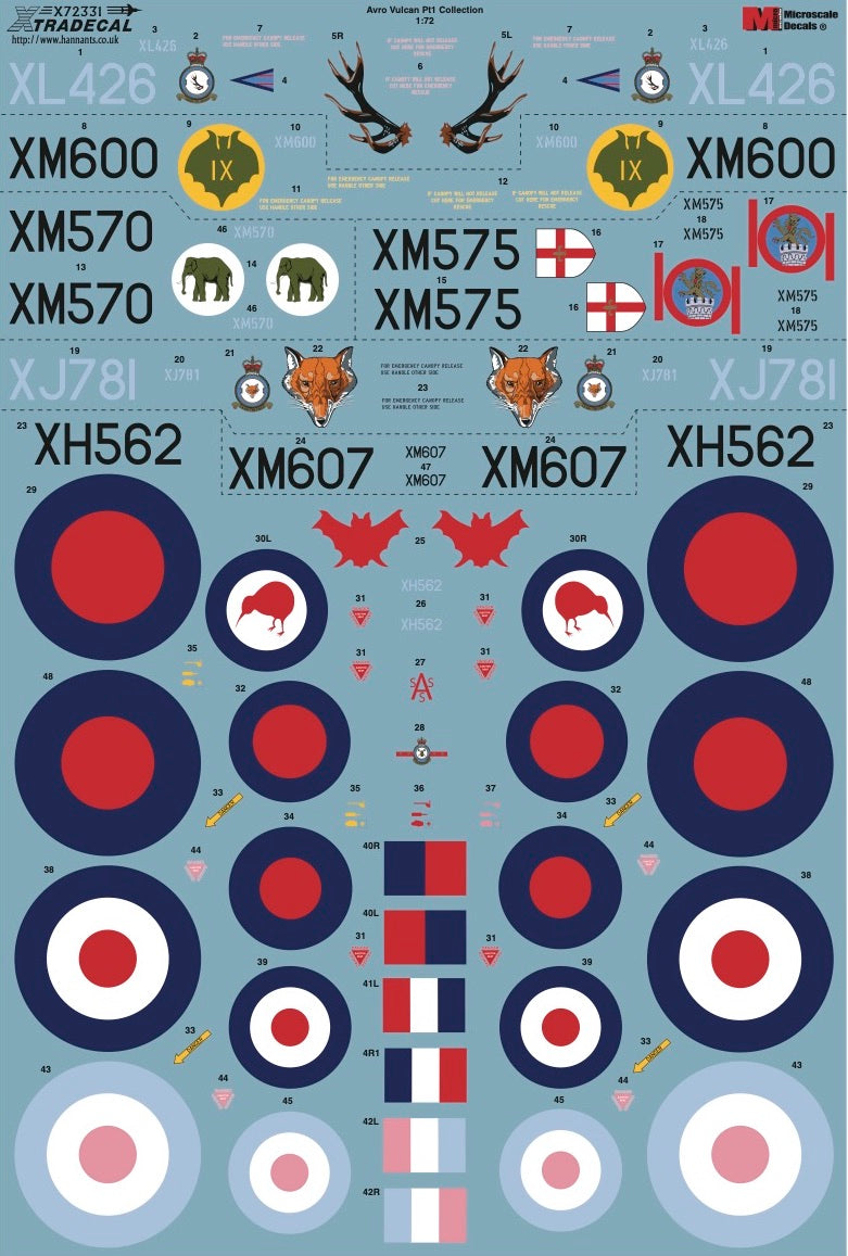 Xtradecal 72331 1:72 Avro Vulcan Collection Part 1