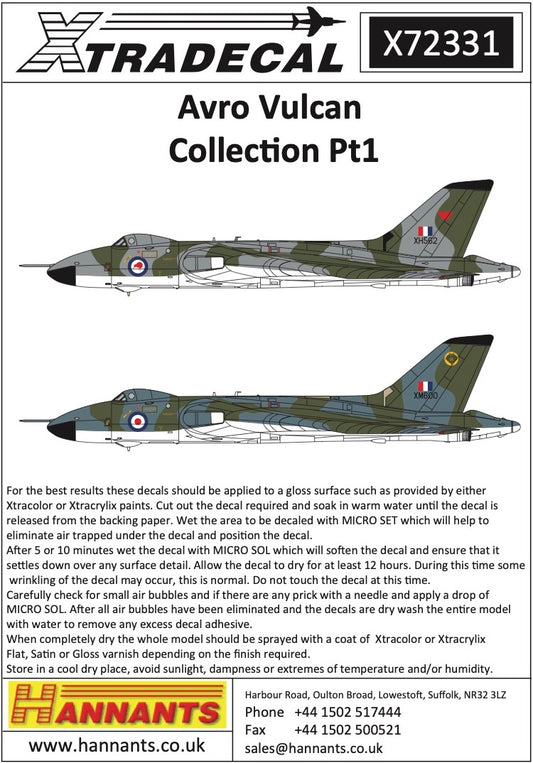 Xtradecal 72331 1:72 Avro Vulcan Collection Part 1