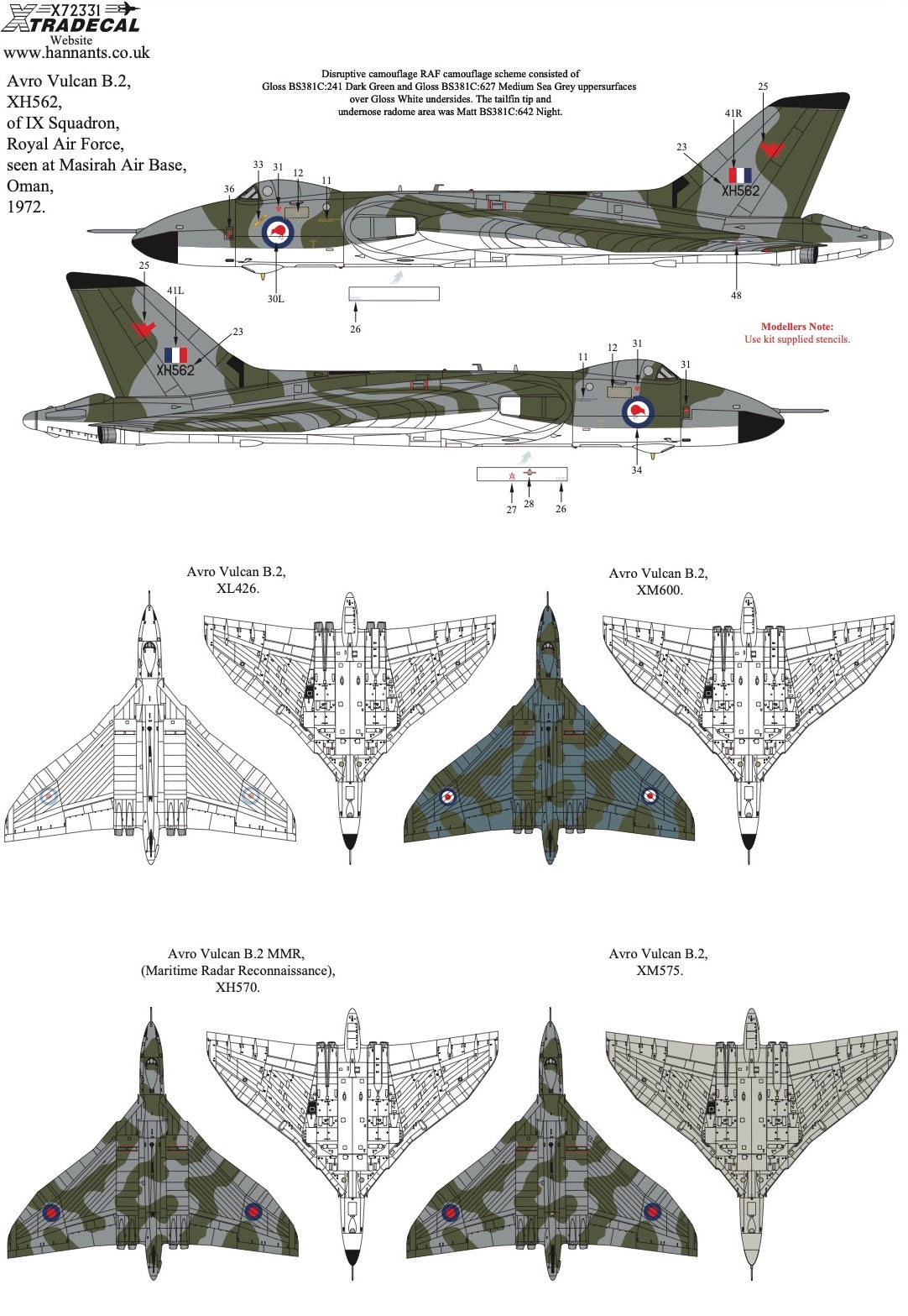 Xtradecal 72331 1:72 Avro Vulcan Collection Part 1